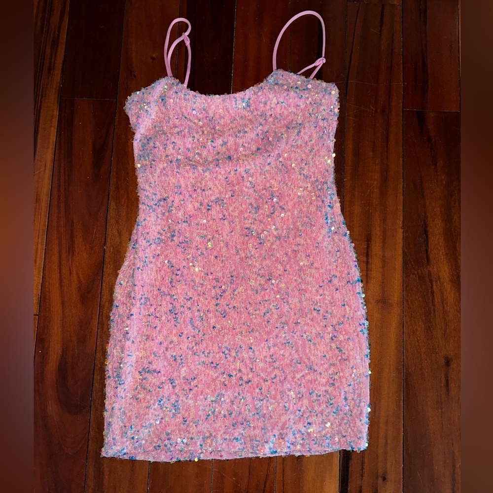Iridescent Sequin Pink Bodycon Dress